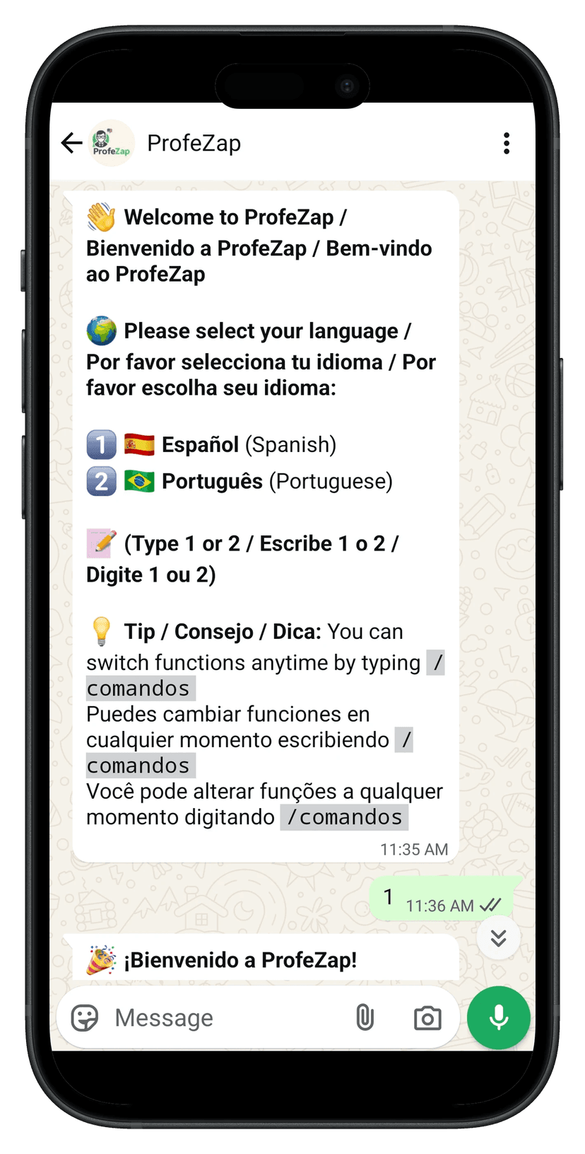 ProfeZap AI Tutor iPhone App Mockup